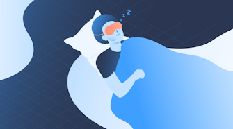 Illustration of a sleeping person with an eye mask on to improve the quality of their sleep