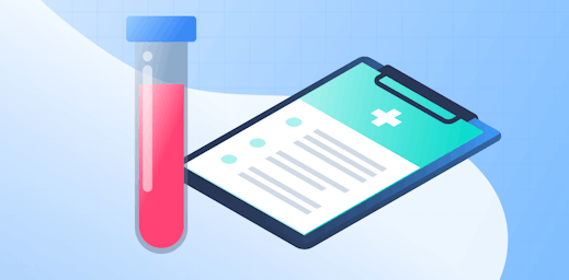 illustration of a blood test tube and a record