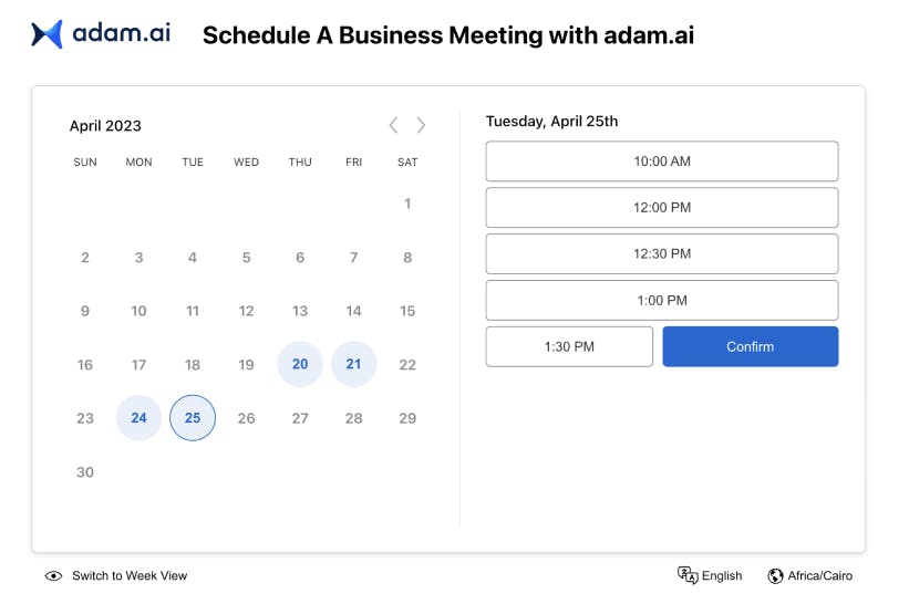 Booking link - adam.ai