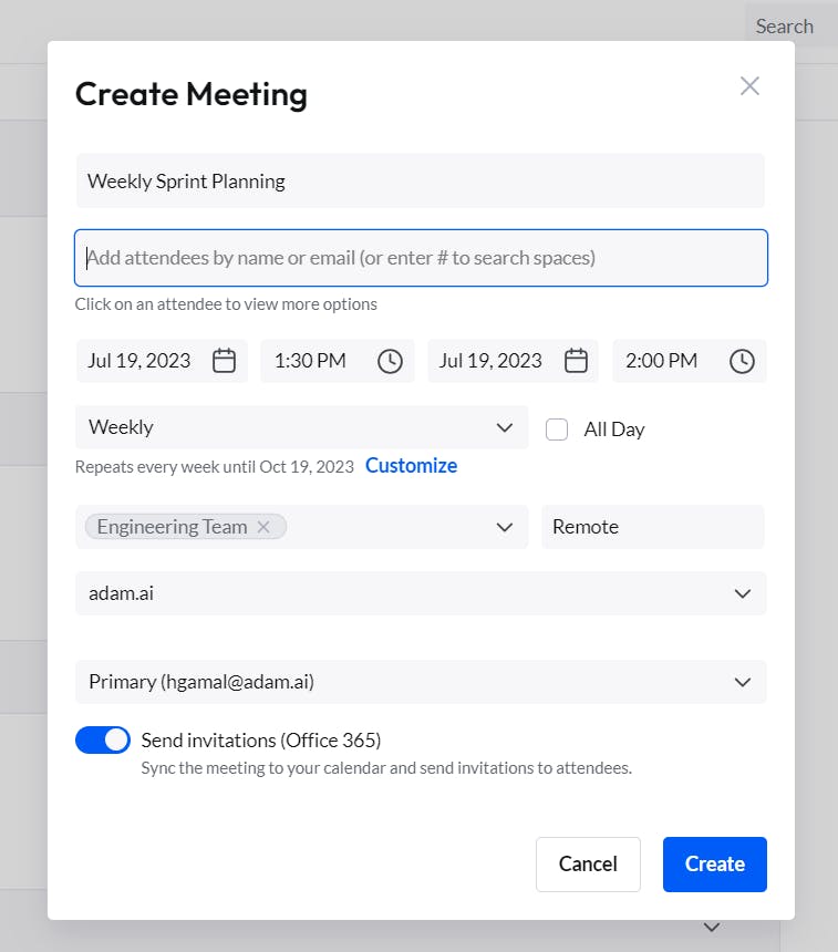 Creating meeting series