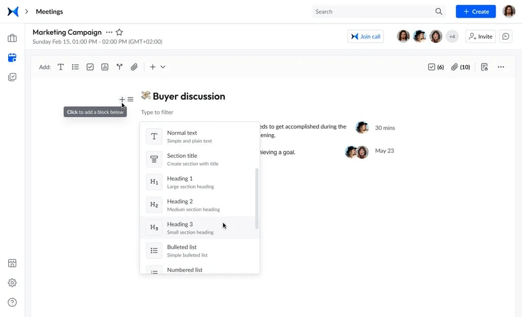Taking notes in a meeting in real time
