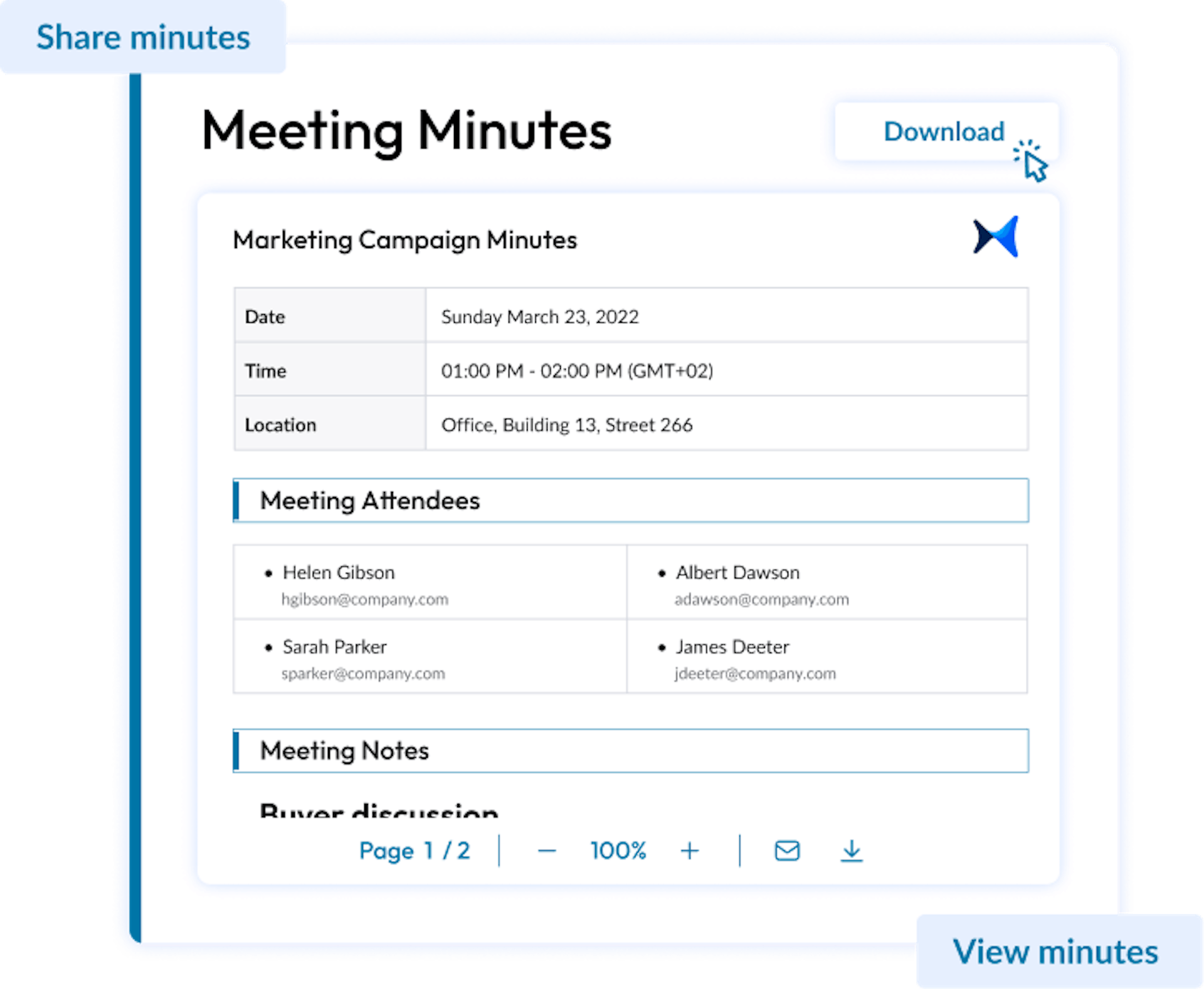 Downloading meeting minutes