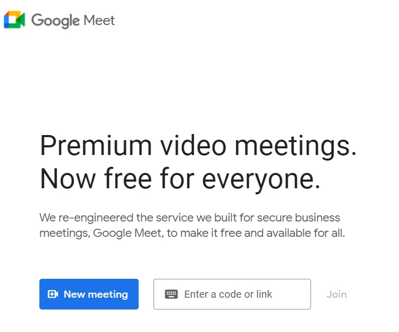 Google Meet: new meeting