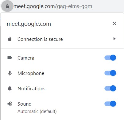 Google Meet: activate blocked mic and camera