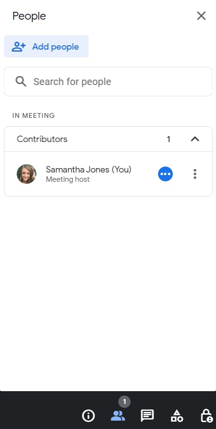 Google Meet: add people to the meeting