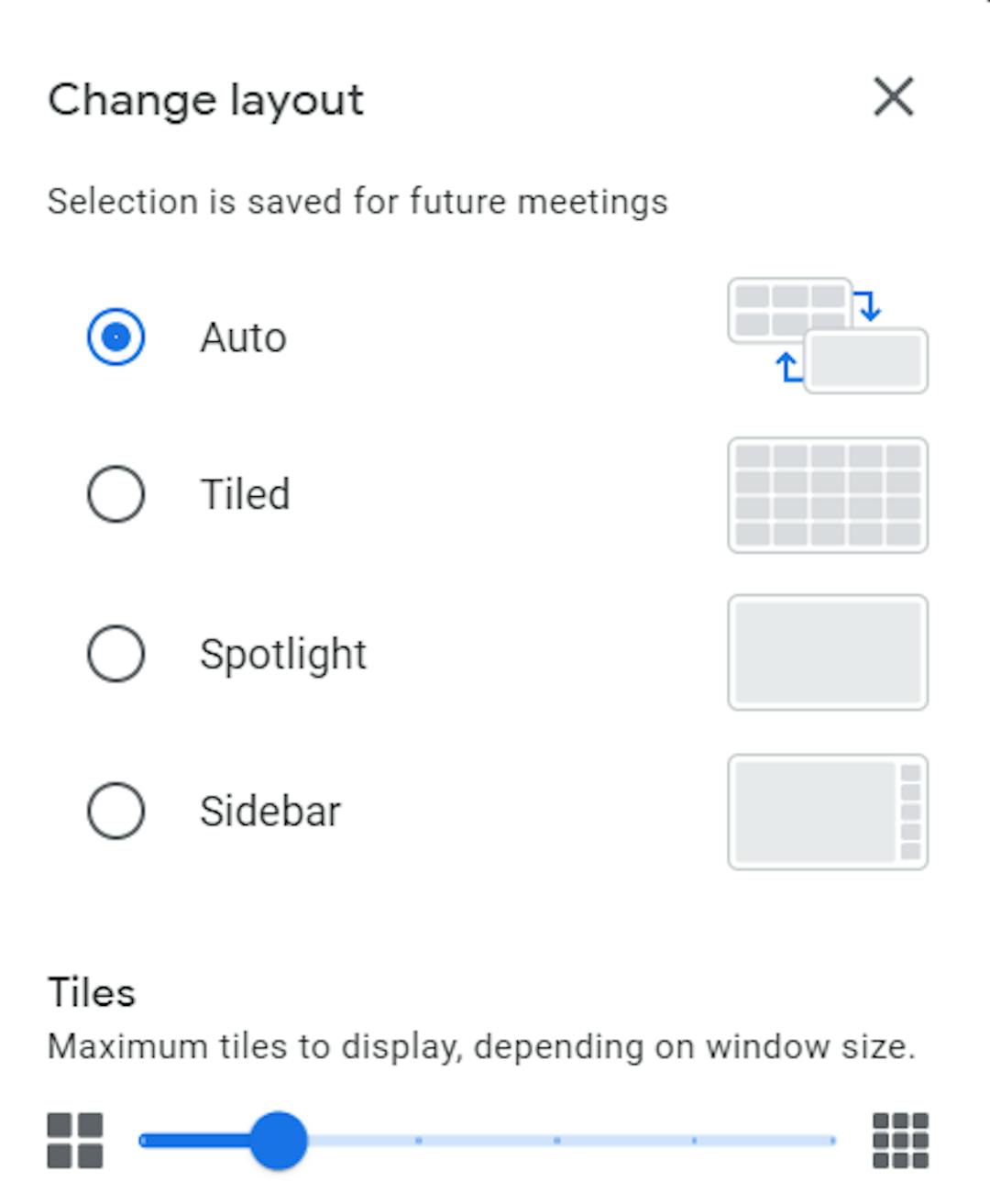 Google Meet: change layout