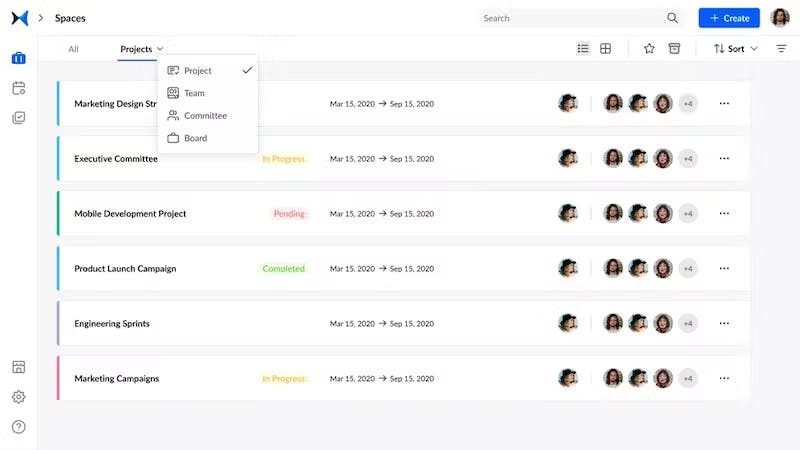 Create meeting spaces for projects, teams, committees, and boards