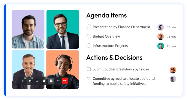 How to create agenda, actions, and decisions in a meeting