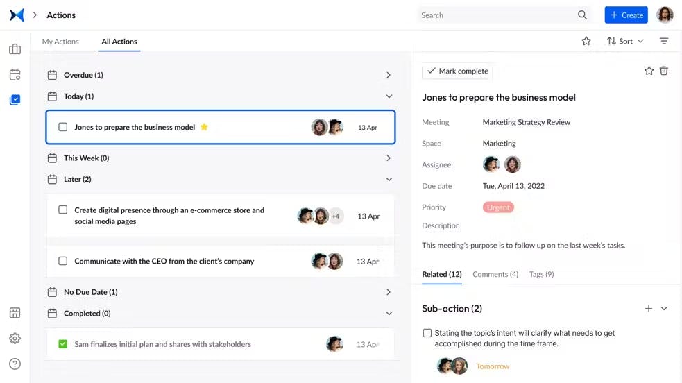 How to create action items in a meeting