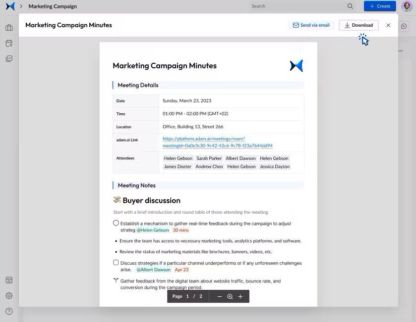 Meeting minutes - adam.ai