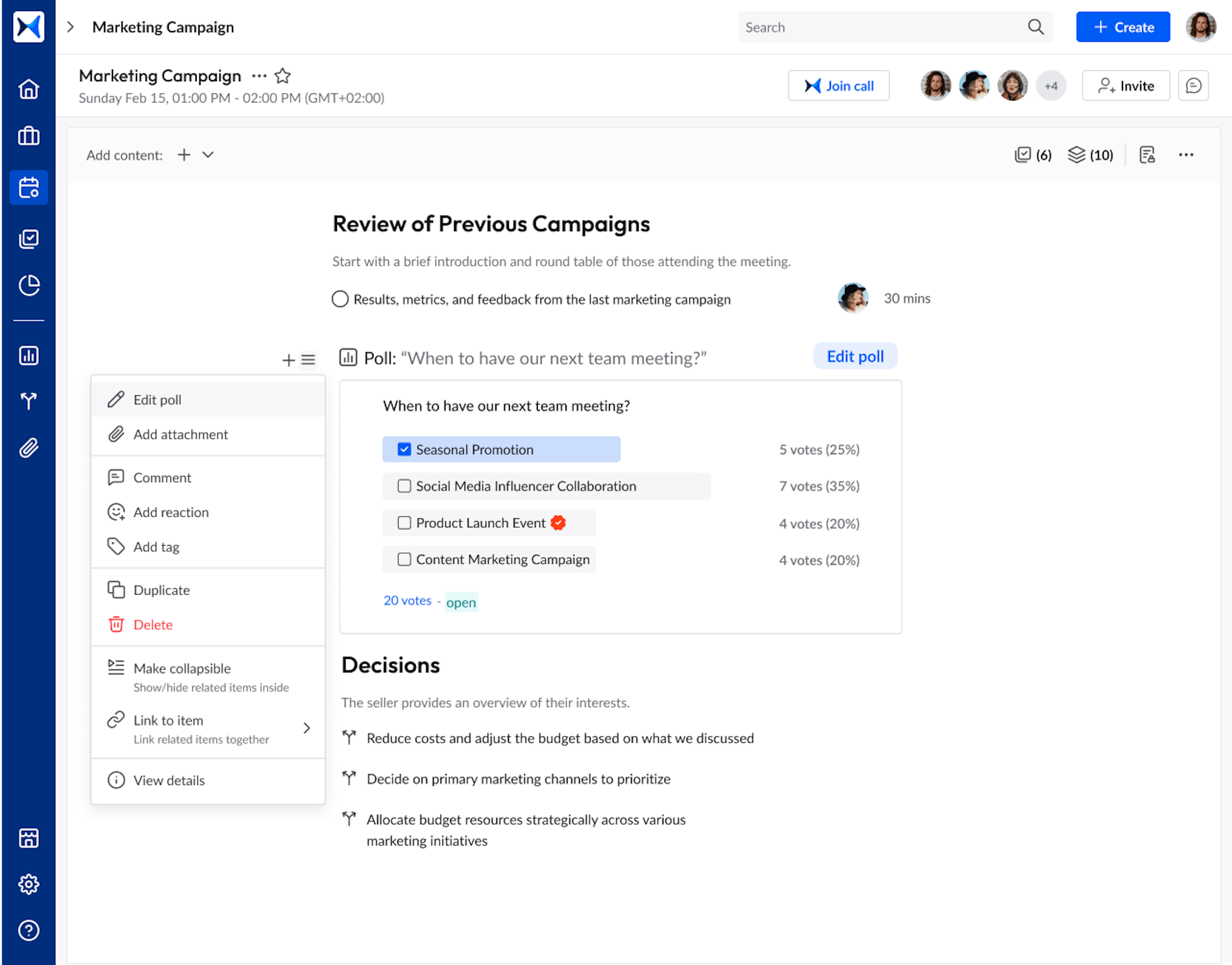 Polling votes in a meeting