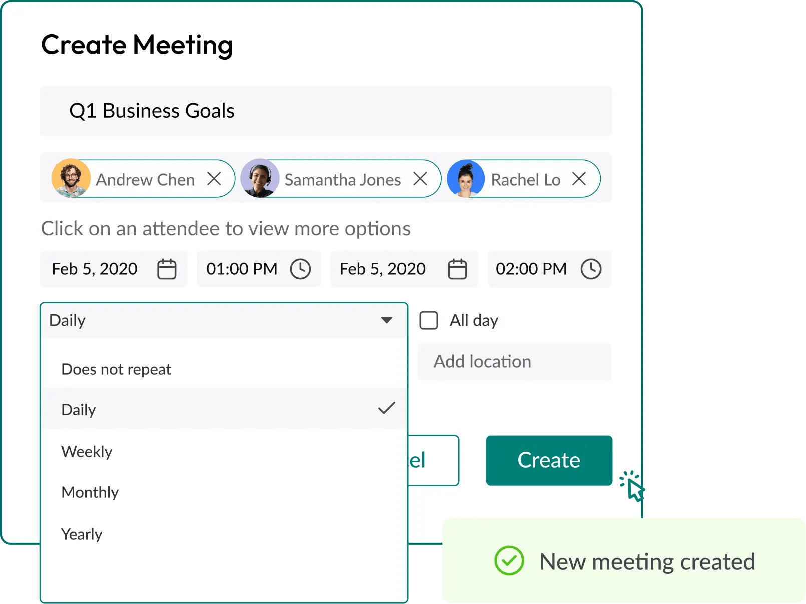 Create a new meeting