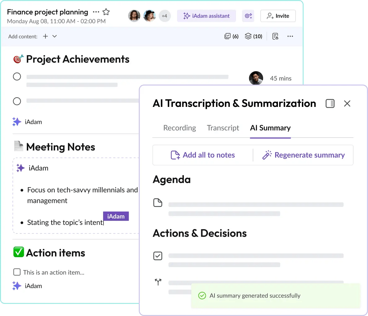 Meeting Management Software for Project Management | adam.ai