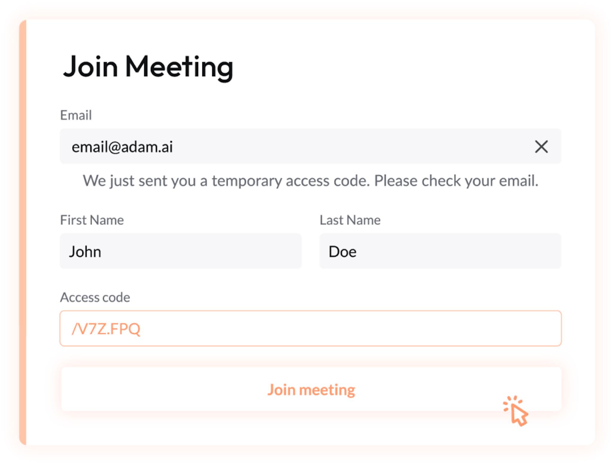 Joining a meeting form