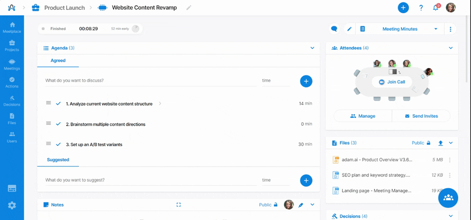 Sharing meeting minutes