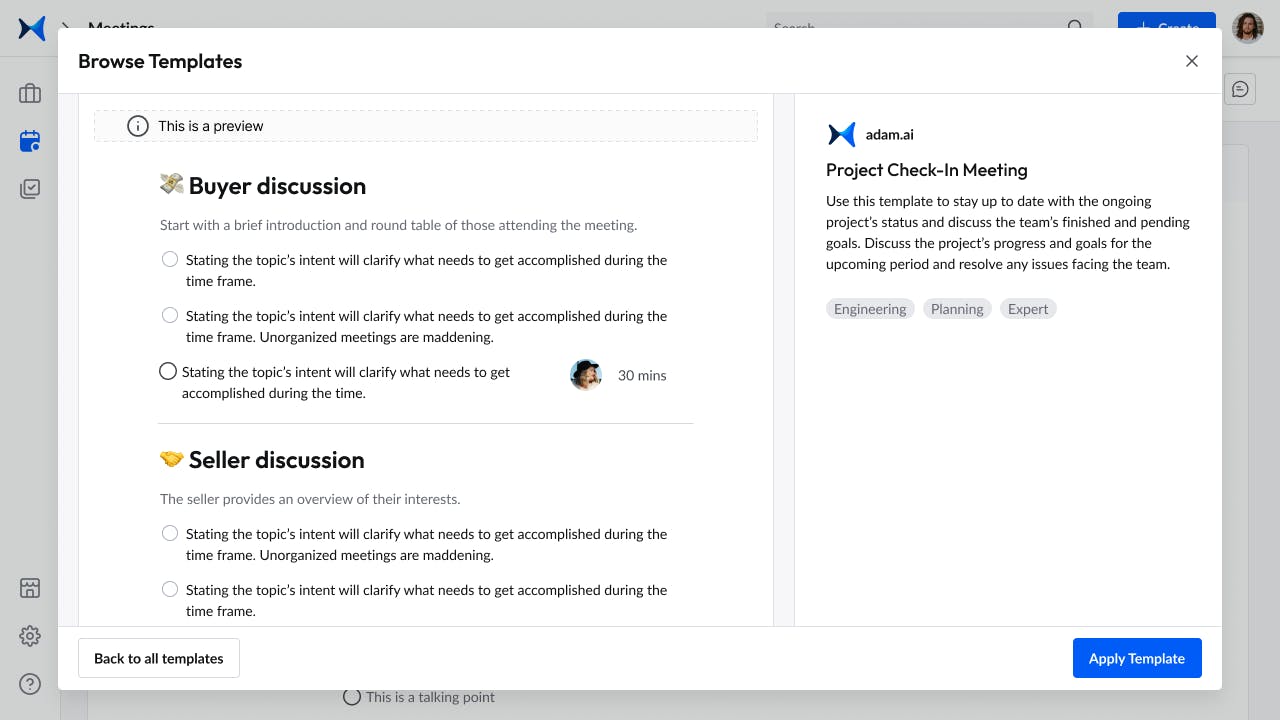 How to apply an agenda to a meeting