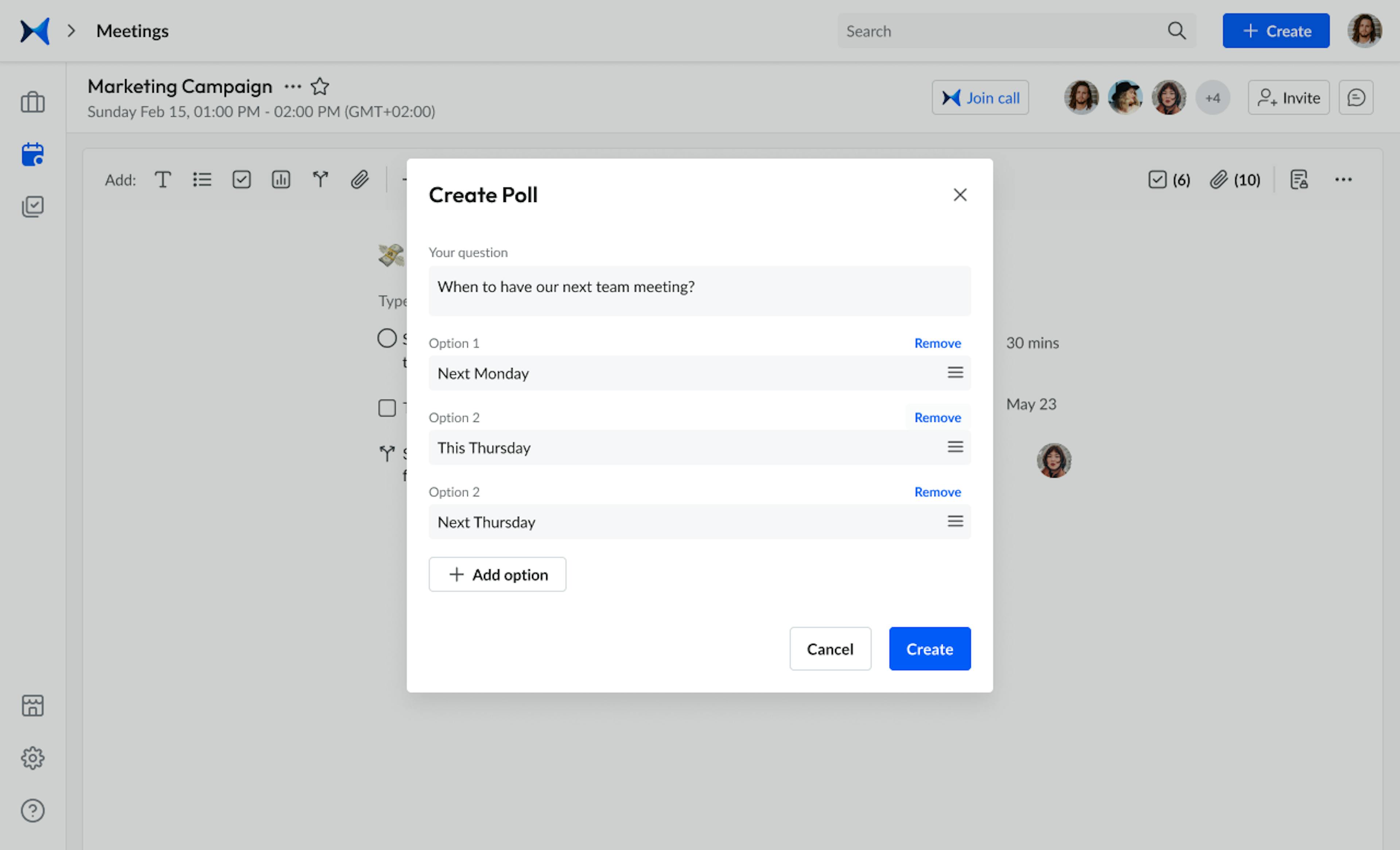 How to create a poll in a meeting