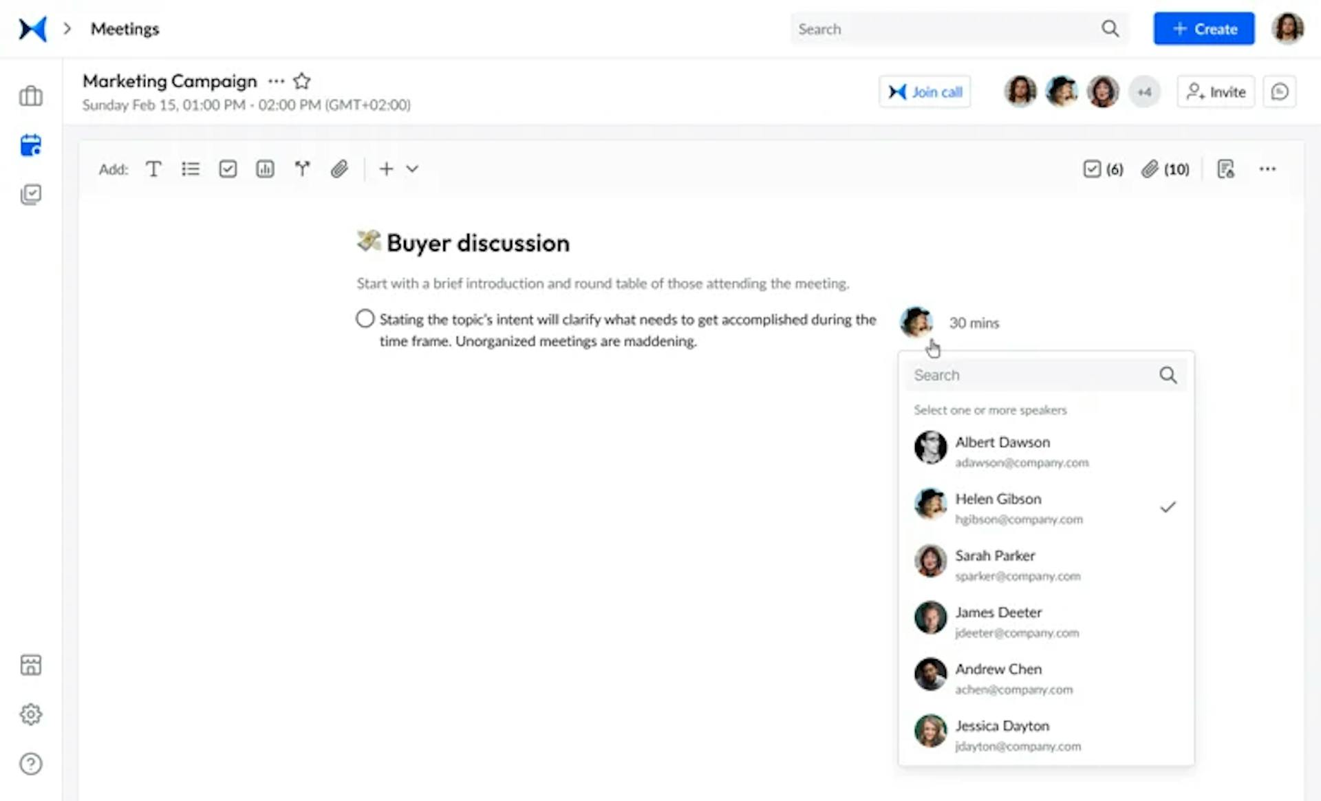 Create a meeting agenda