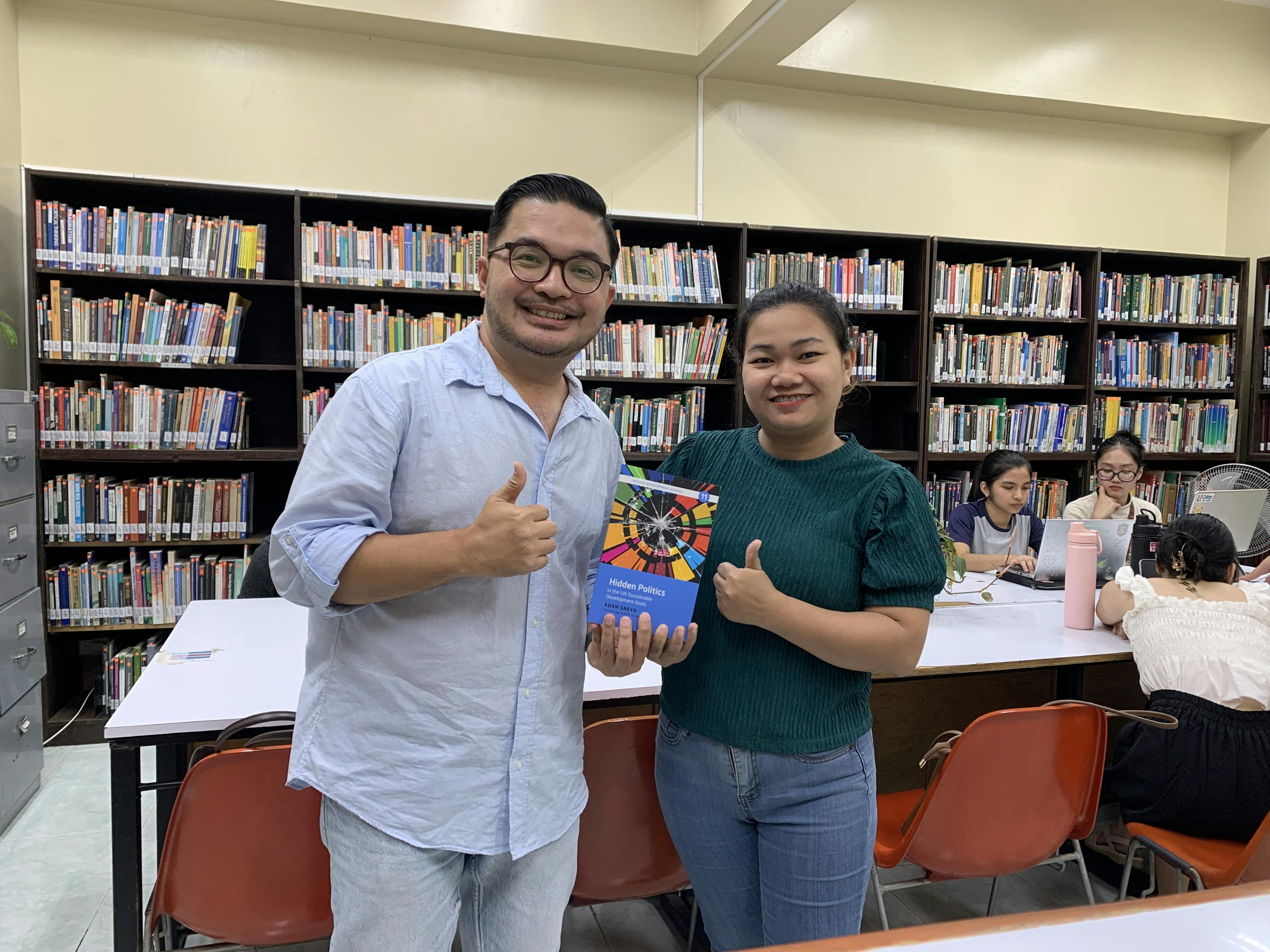 A copy of Hidden Politics donated to the University of the Philippines Los Baños