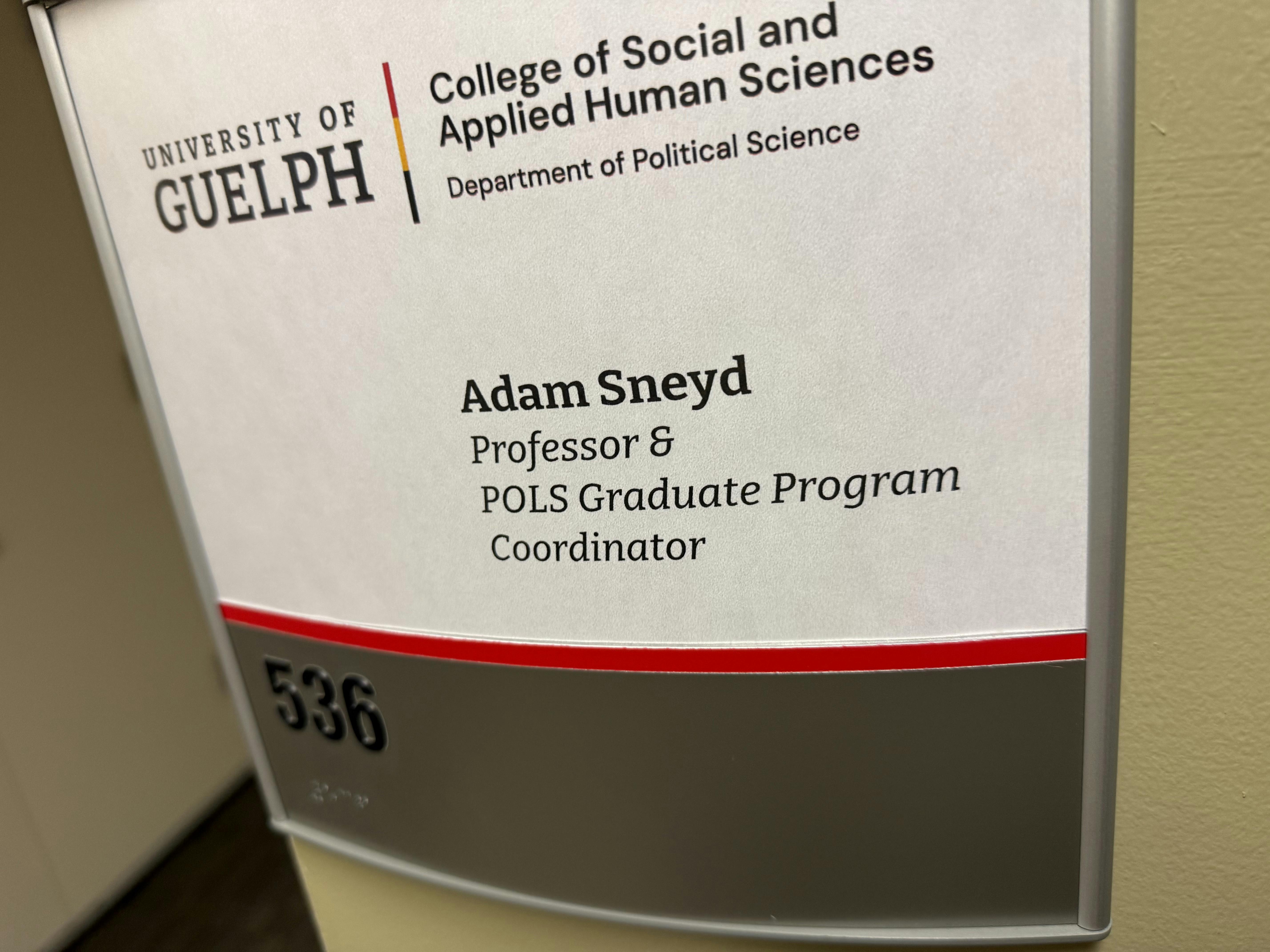 Adam Sneyd's university position 