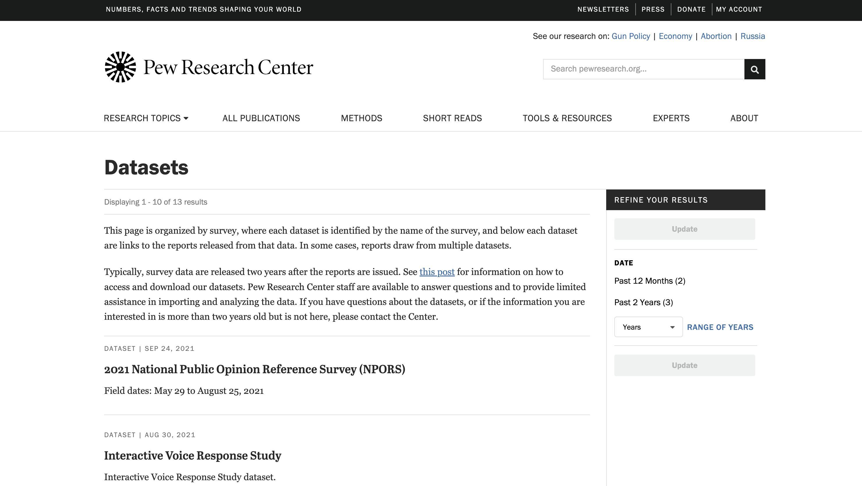 Pew Research Datasets