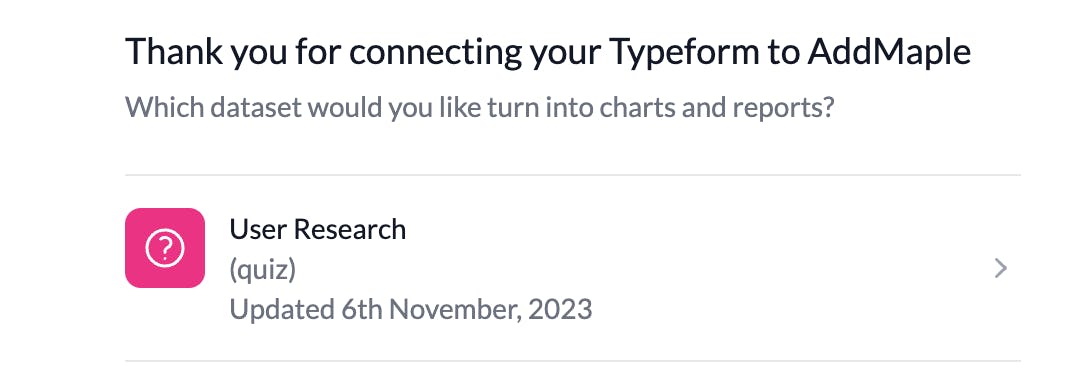 Typeform - AddMaple - choose project