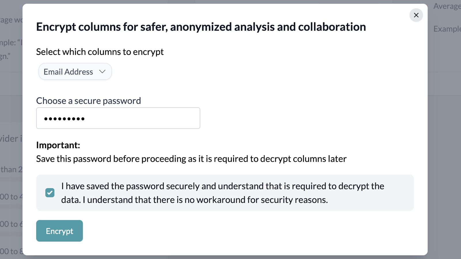 encryption - enter password