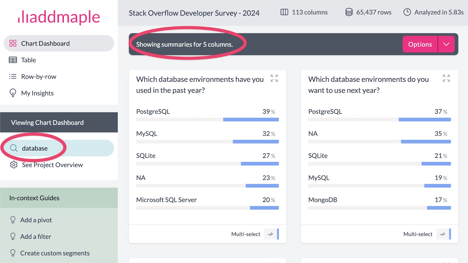 chart dashboard search