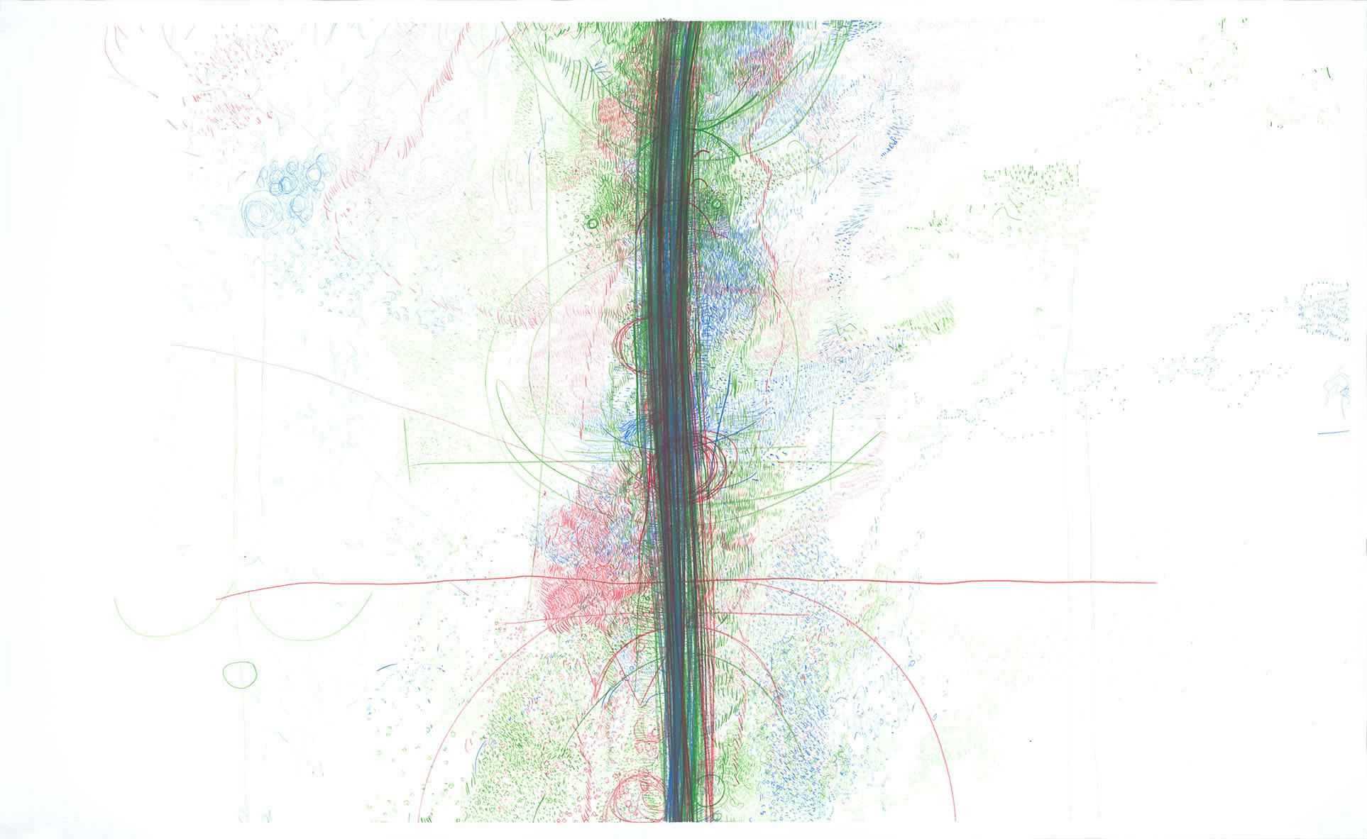 Palinopsia (facsimile) 2018–2019 Coloured Caran d'Ache Luminance pencils on Fabriano Artistico paper, 164 × 100cm