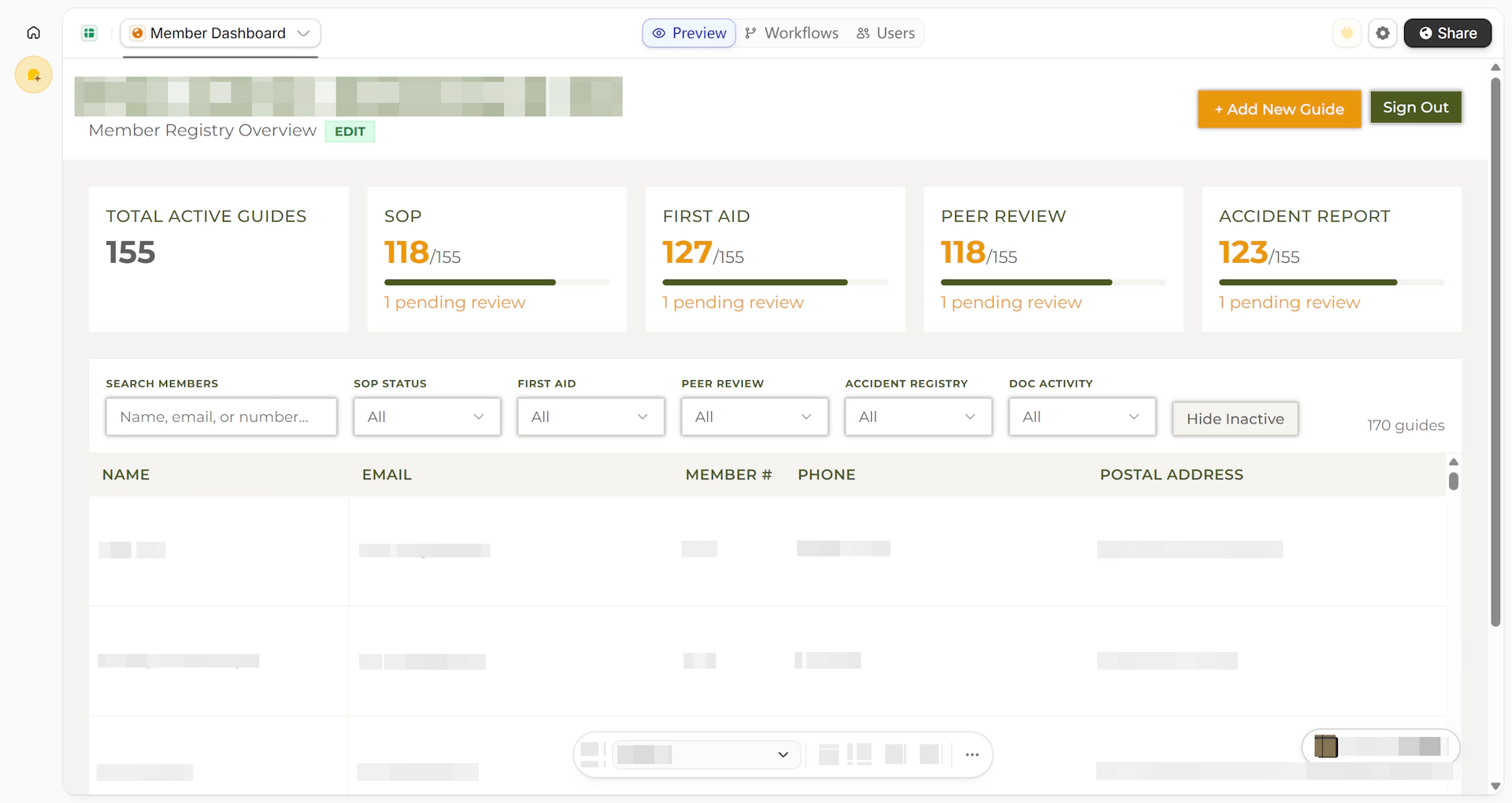 custom web app with gated member portal