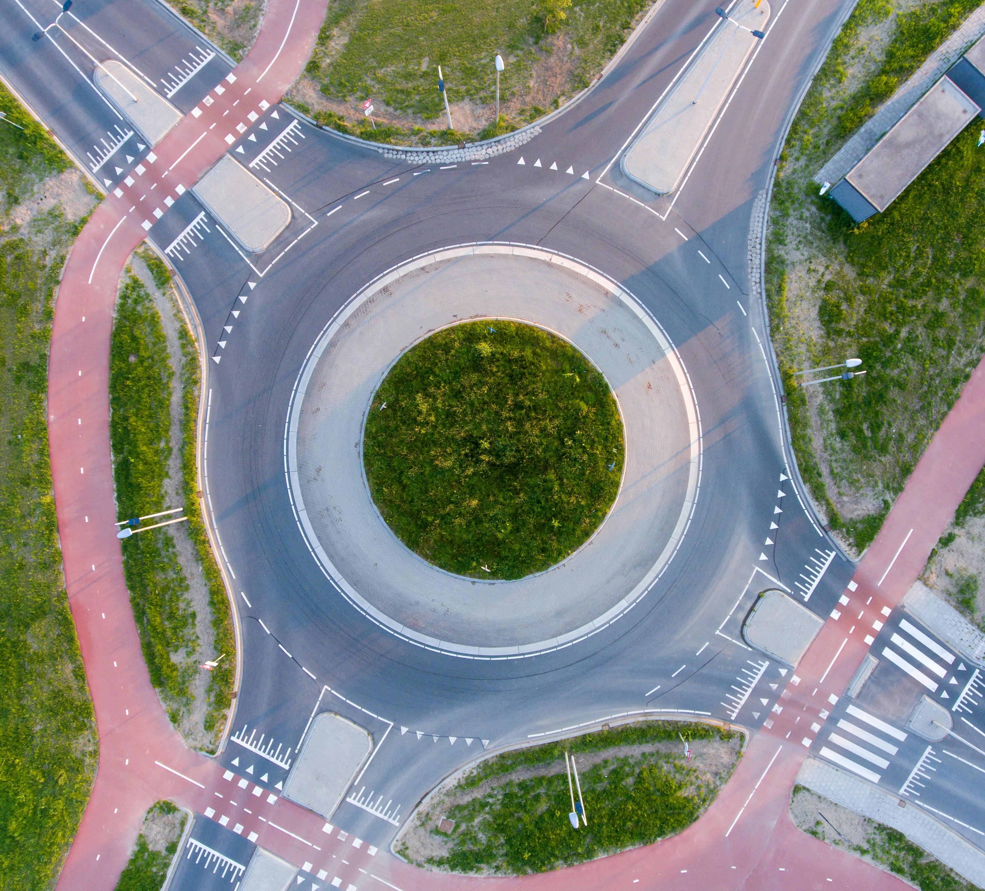 Aerial shot of a roundabout