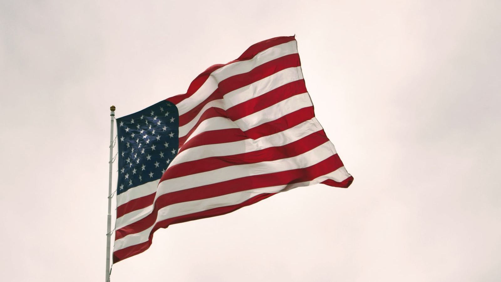 looking up at American flag