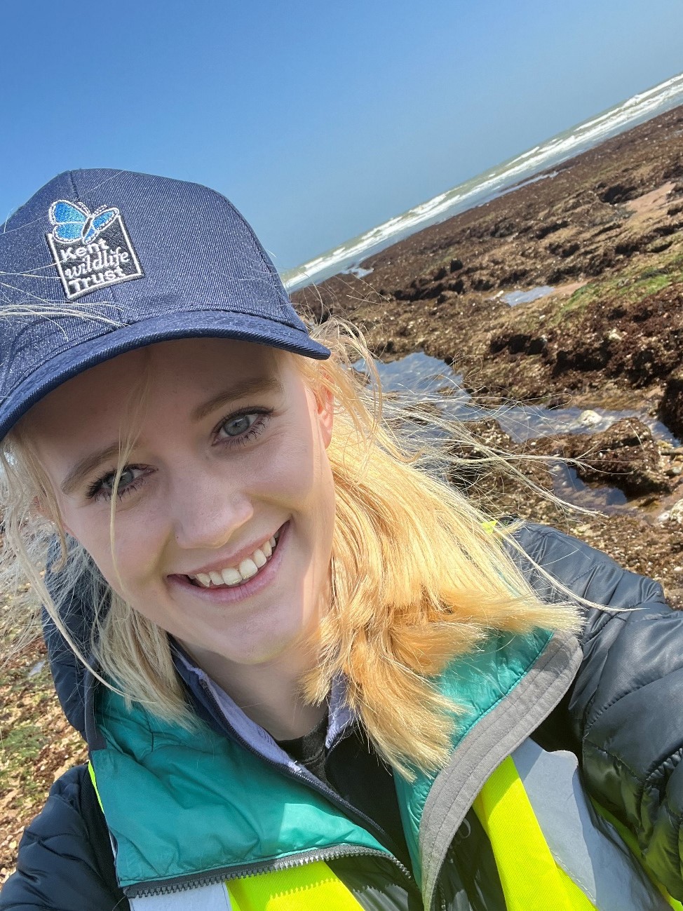 A photo of Lucy on the beach during a Shoresearch survey