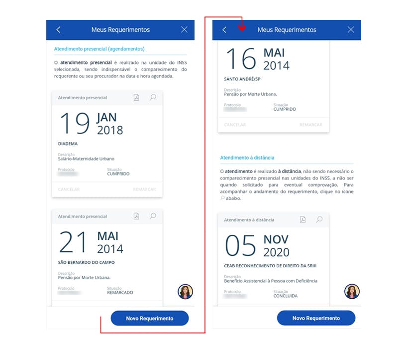 Janela de requerimentos e agendamento do Meu INSS