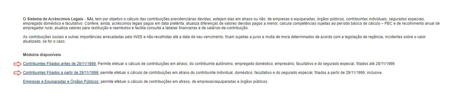Clique no link de acordo com o ano de filiação
