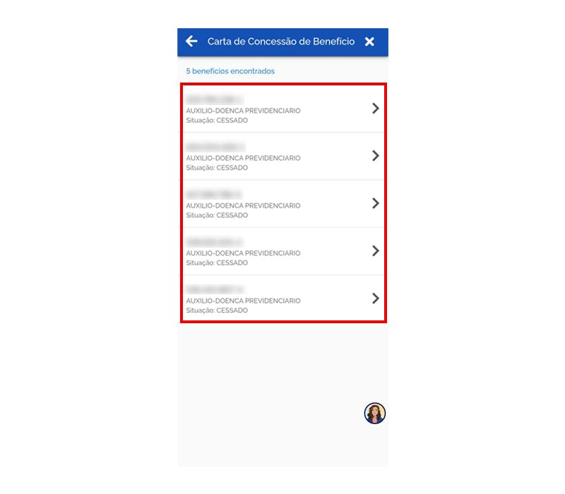 Lista dos benefícios já concedidos.