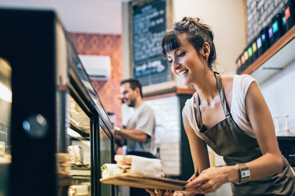 Small business cafe worker