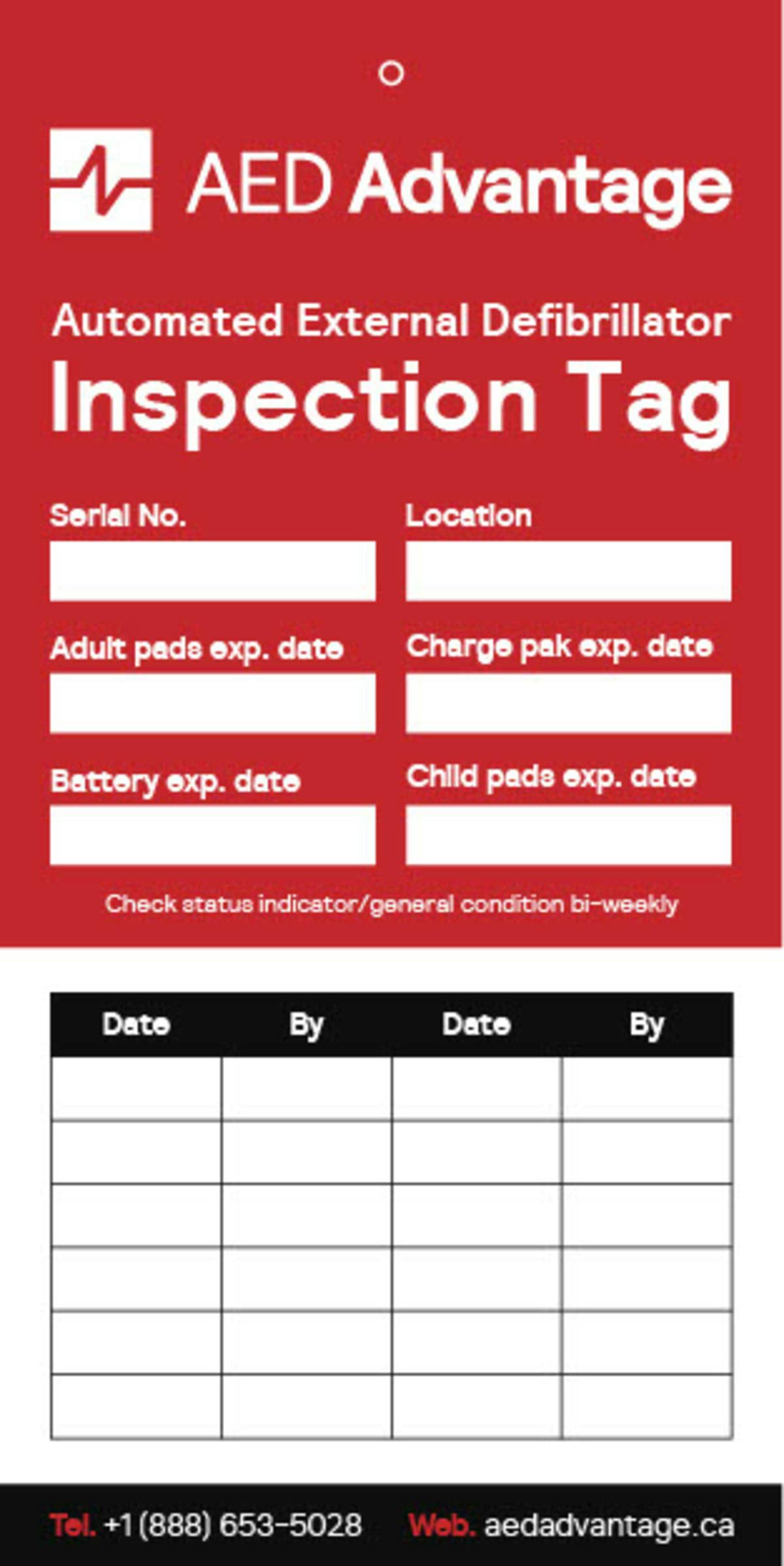 AED Inspection Tag AED Advantage