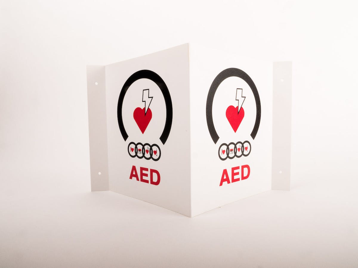 AED 3D TentShaped Wall Sign AED Advantage