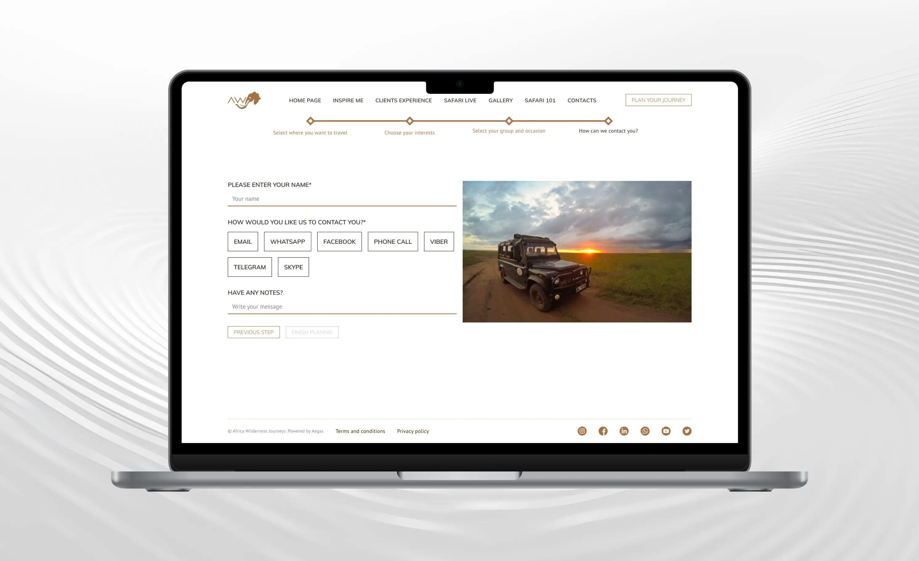 africa wilderness journey custom web development