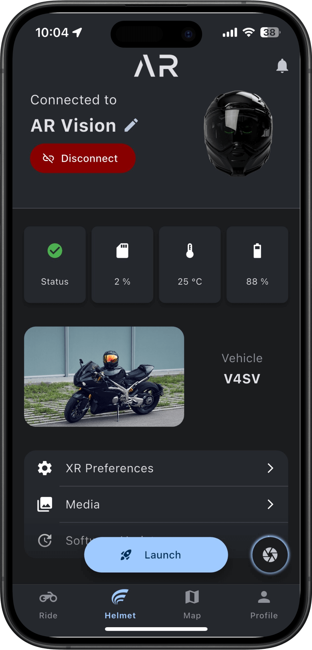 Screenshot of the companion app connect page