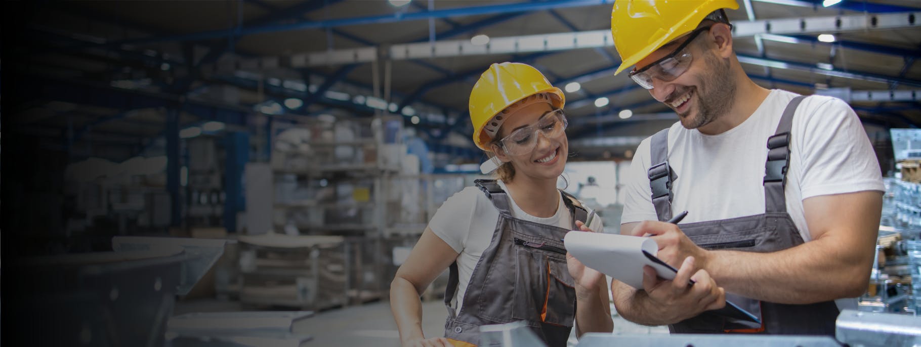 Workers on site in warehouse