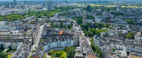 Luftbild der Innenstadt Düsseldorfs