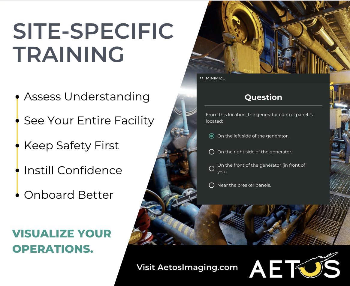 Site-Specific Training let's you: assess understanding, see your entire facility, keep safety first, instill confidence, and onboard better. Visualize your operations today. 