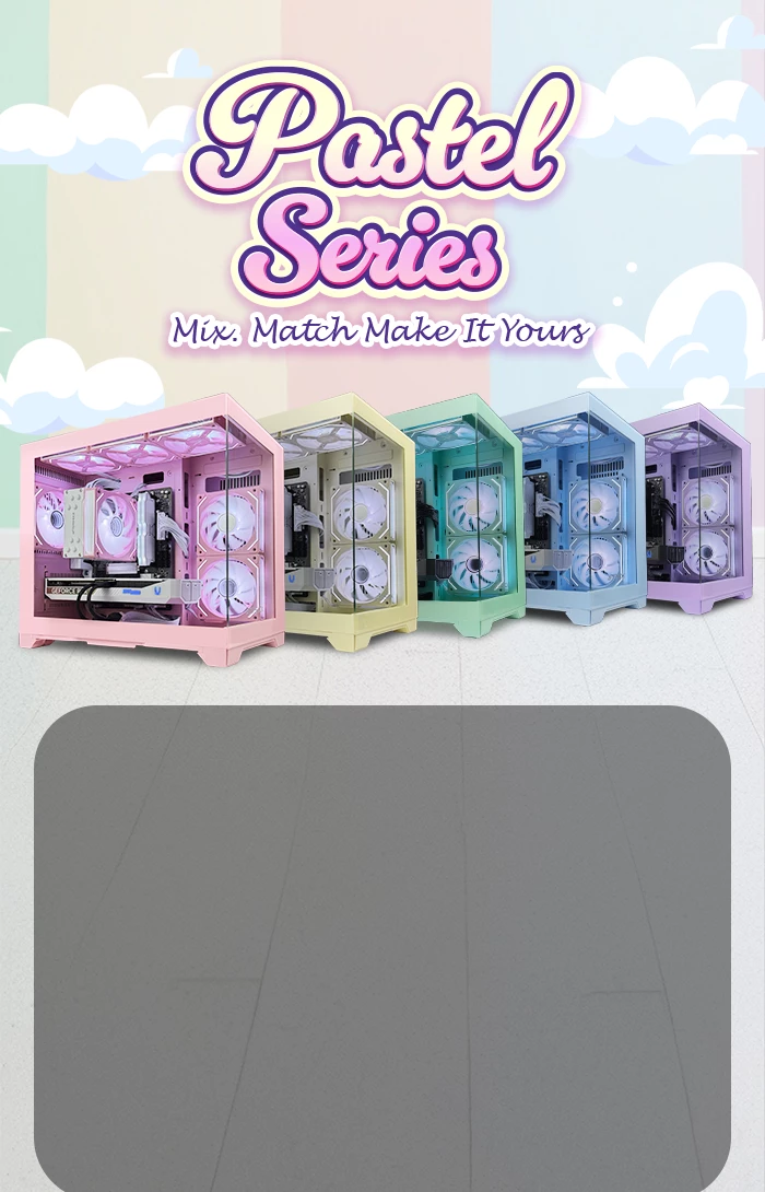 The Aftershock Pastel PC Series is the ultimate fusion of performance, personality, and pastel aesthetics.Built inside our compact powerhouse Zeal Mini chassis, this exclusive special edition lineup redefines what a gaming PC can look like — combining elite performance with a completely customisable, soft-toned visual experience.