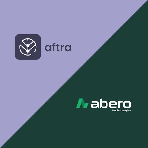 Purple and green image with the Aftra and Abero logos