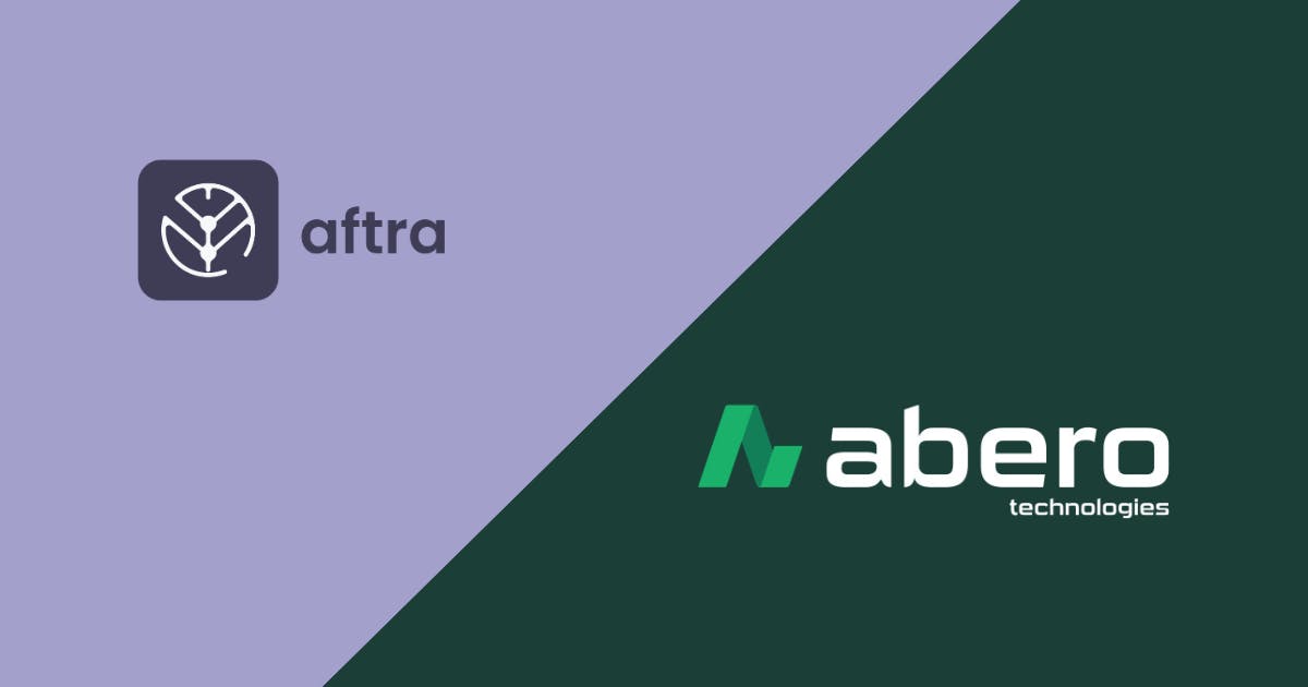 Purple and green image with the Aftra and Abero logos.