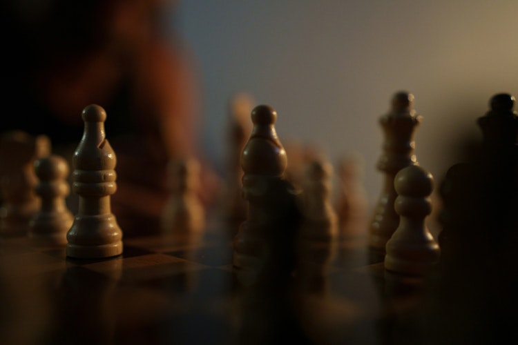 close-up of a chess game