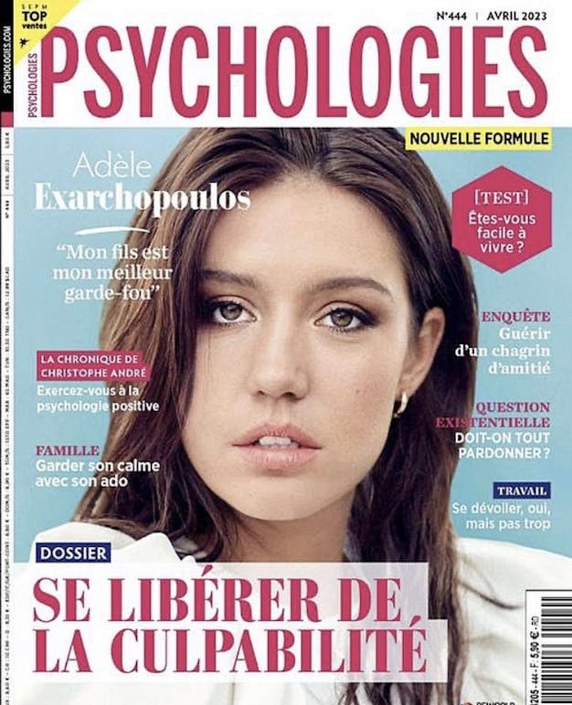 Adèle Exarchopoulos en couverture de Psychologies, Avril 2023