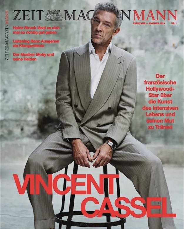 Vincent Cassel en couverture de Zeit Magazine, Avril 2023